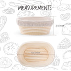 DOYOLLA Mini Oval Proofing Set (6.5inch, set of 5), Sourdough Proofing Baskets Bread Dough Rising Bowls w/Liners for Home Sourdough Bakers Baking