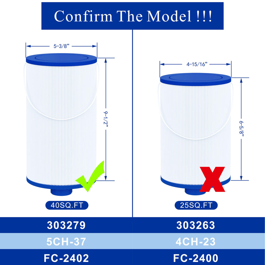 Cryspool® 2402 Filter Compatible with Watkins 303279(not 303263), FC-2402, Free Flow and Lifesmart Hot Tub Filter, 1 1/2" Finer Thread Spa Filter Cartridge, 2 Pack