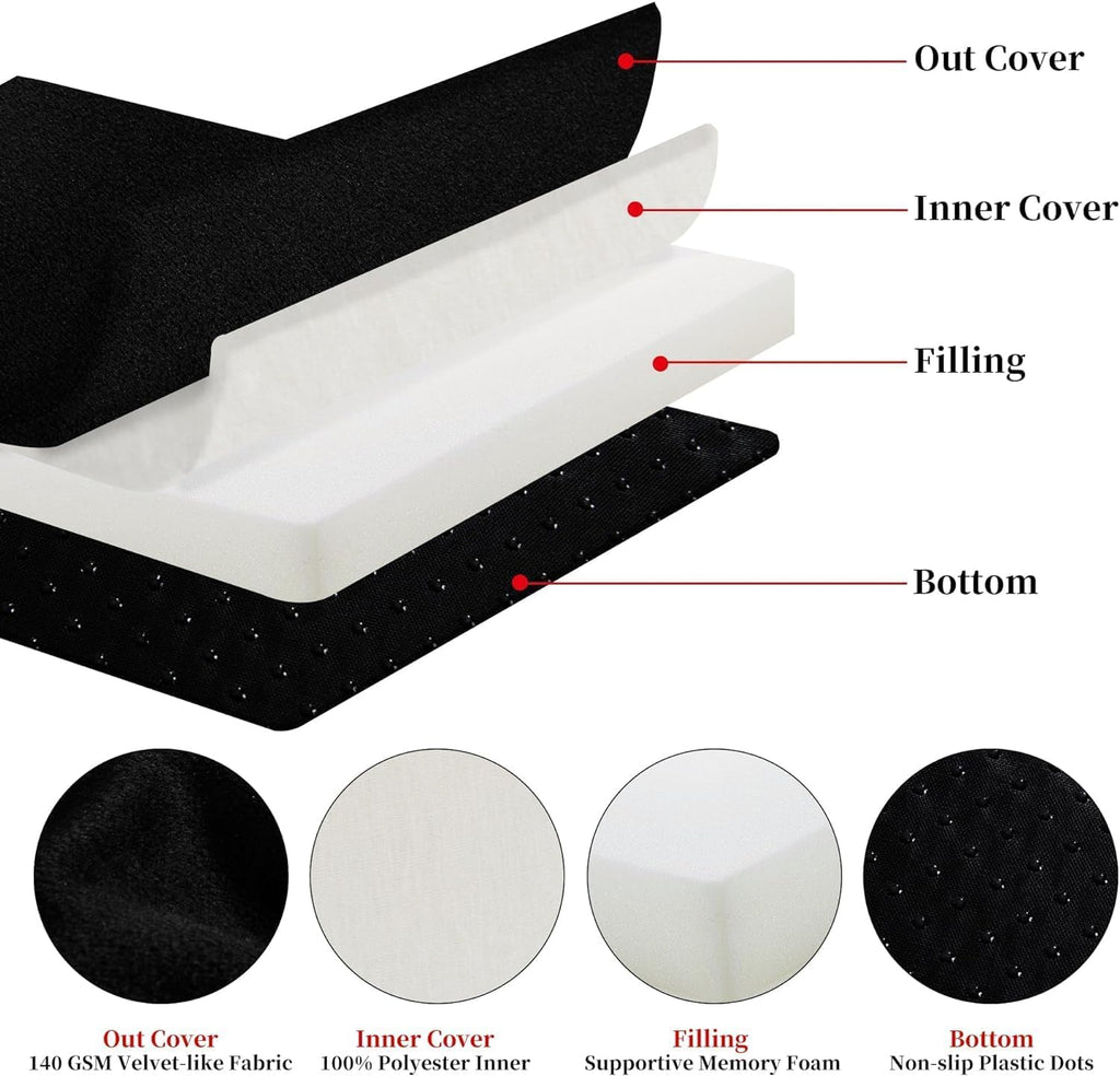 HOMBYS Memory Foam Recliner Cushion for Elderly, 4" Thickness Seat Cushion with Lumbar Support Pillow, Non-Slip & Supportive Chair Seat Cushion with Backrest, (Black, 22"x22"+13.8" Backrest)
