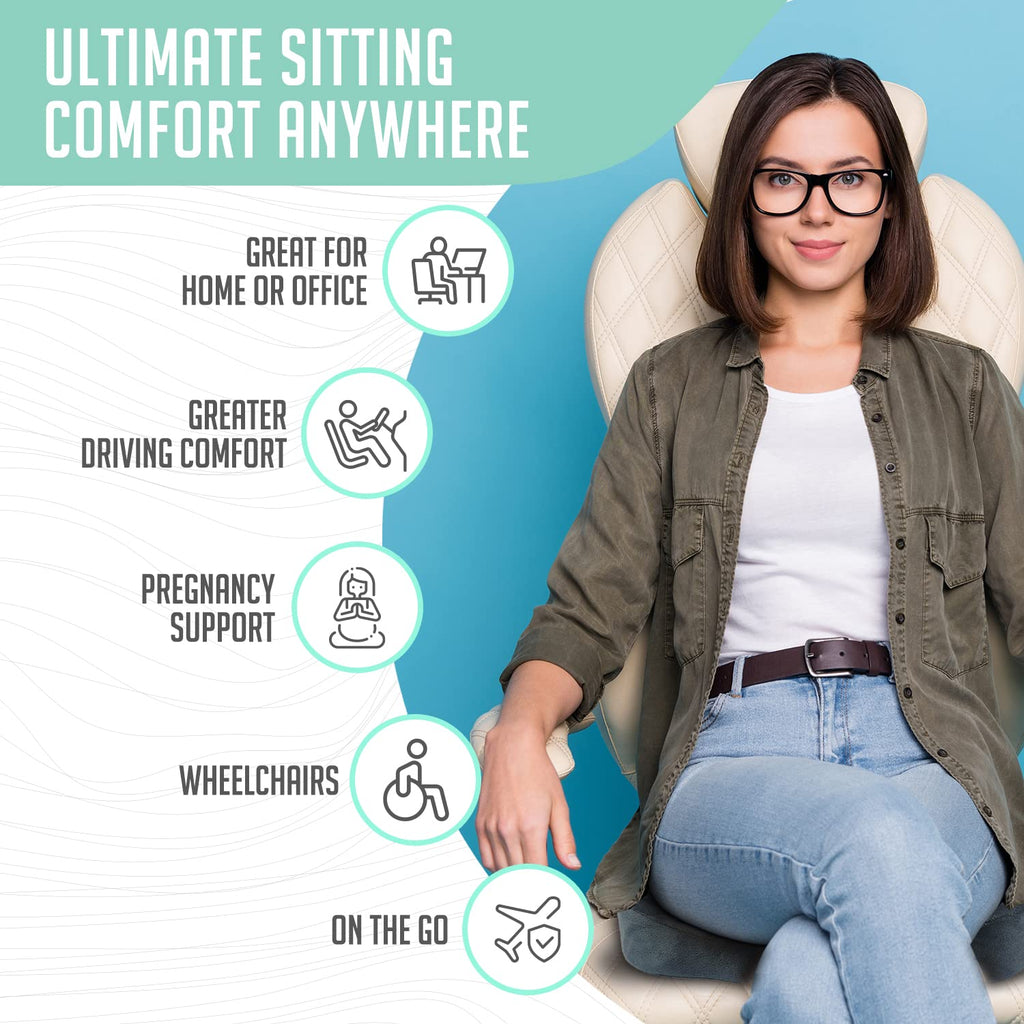 Cushy Tushy Foldable Sit Bone Seat Cushion - for Sit Bone Pain, Hip, Butt, Ischial Tuberosity, Hamstrings, and Sciatica Pain Relief - for Home, Office, and Driving…