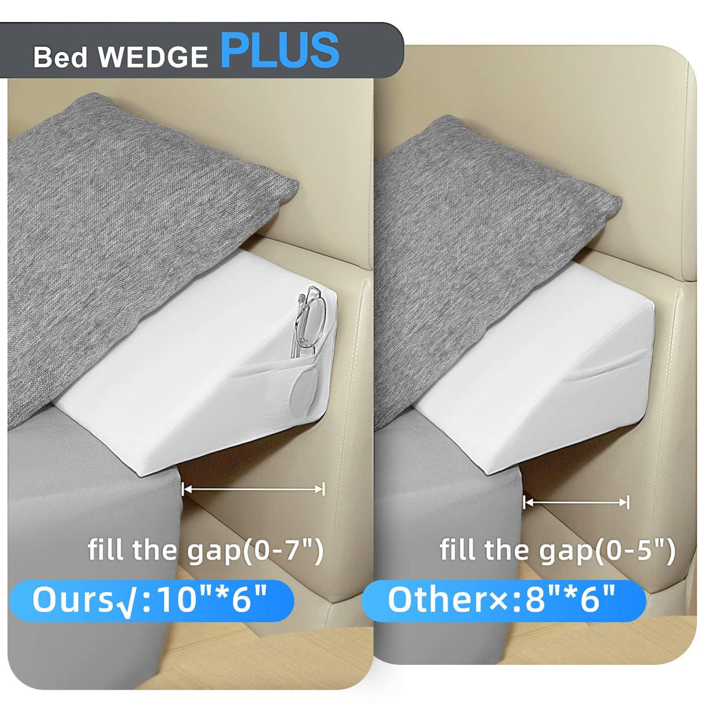Talcusble King Size(76"x10"x6") Bed Wedge Pillow Plus/Bed Gap Filler for Headboard/Triangle Bolster Pillow/Fill The Gap(0-8") Between Your Headboard and Mattress/Wall(White)