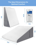 Forias Wedge Pillow 12" Bed Wedge Pillow for Sleeping Wedge Pillow for After Surgery Triangle Pillow Wedge for Acid Reflux Snoring Heartburn Back Pain, Machine Wash Cover | Memory Foam Top