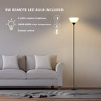 PESRAE Floor Lamp, Remote Control with Stpeless Color Temperatures and Brightness, Torchiere lamp for Bedroom, Living Room, Bulb Included (Matte Black)