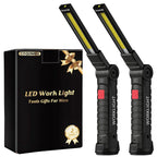 Coquimbo Tool Gifts for Men Dad Him, Rechargeable LED Work Light Grill Light with Magnetic Base and Hook 5 Modes 360° Rotate Mechanic Light Stocking Stuffers Mens Gifts (2 Pack Black)
