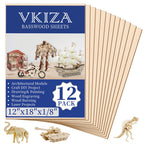 12 Pack Basswood Sheets for Crafts 12 x 18 x 1/8 in, 3mm Thick Unfinished Plywood for Laser Cutting & Engraving, DIY Ornaments and Architectural Model