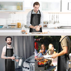 2 Pack Waterproof Rubber Vinyl Apron 40 Inch Chef Aprons for Men Heavy Duty Chemical Work Apron Extra Long Grilling Aprons with Adjustable Bib Apron for Dishwashing Lab Butcher Cooking Kitchen Black