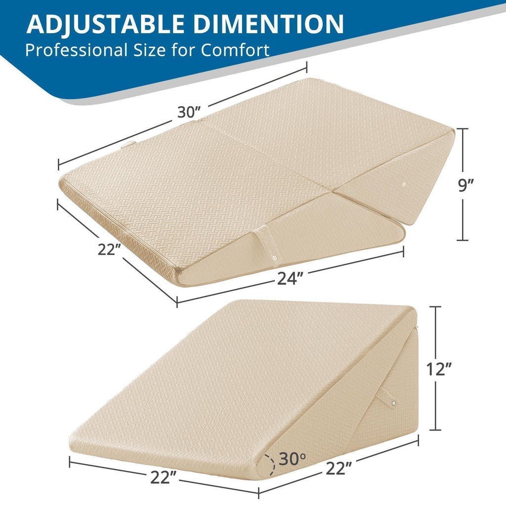 Sasttie Wedge Pillow Headboard, Adjustable Bed Wedge Pillow for After Surgery, Sleeping, Acid Reflux, Neck Pain, Back Pain, and Surgery Recovery, Beige