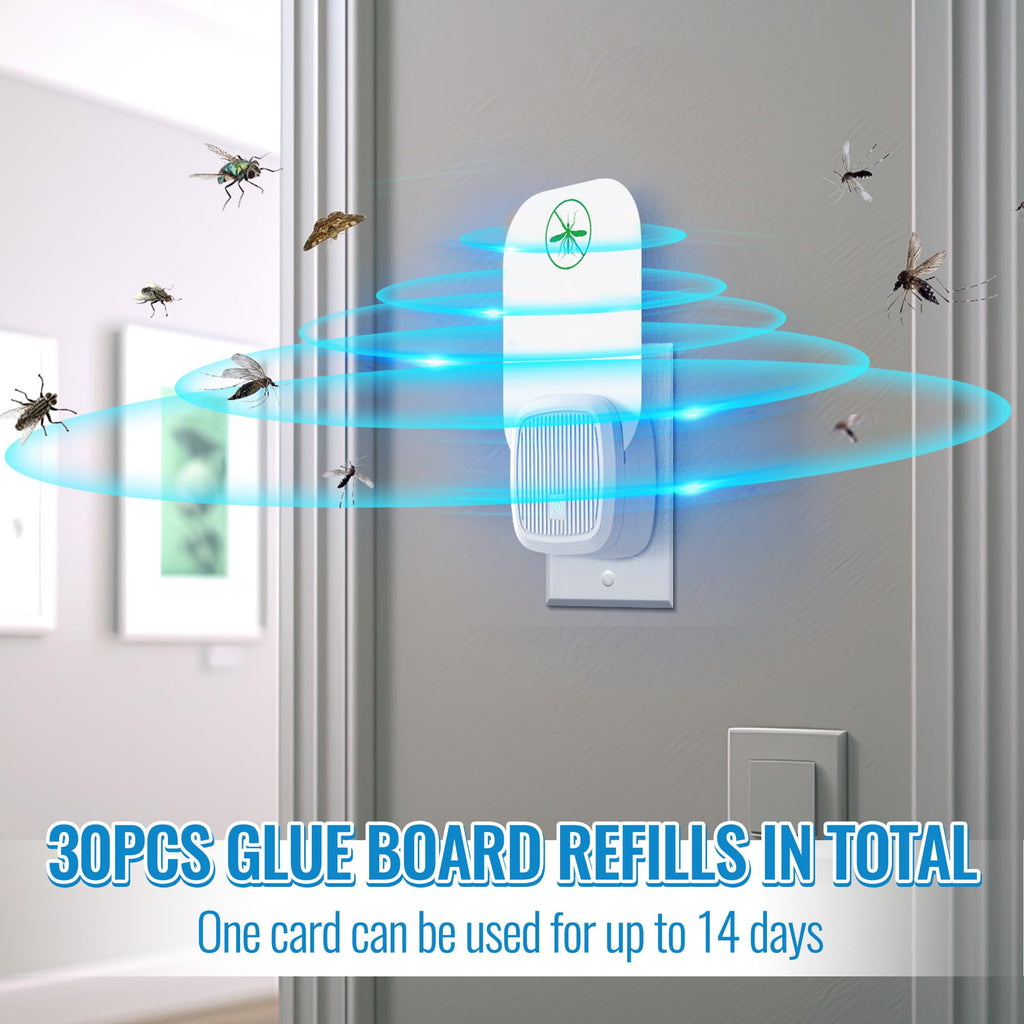 Qualirey 30 Pack Flying Insect Trap Refill Compatible with VEYOFLY Fly Trap VF01, Glue Board Bug Catcher, Replacement Sticky Glue Cards for Insect Bug Mosquito Gnat Fruit Fly Traps Indoors (Classic)