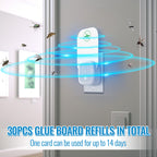 Qualirey 30 Pack Flying Insect Trap Refill Compatible with VEYOFLY Fly Trap VF01, Glue Board Bug Catcher, Replacement Sticky Glue Cards for Insect Bug Mosquito Gnat Fruit Fly Traps Indoors (Classic)