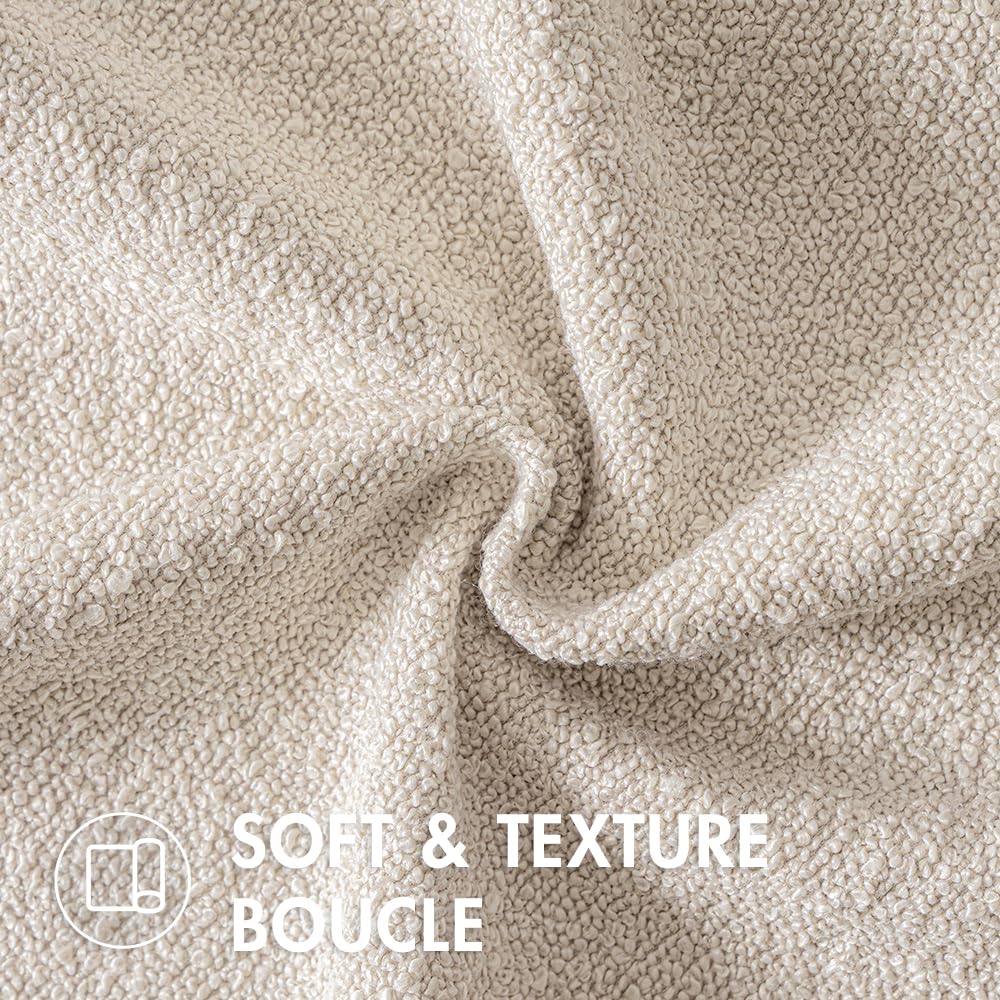 MIULEE Set of 2 Beige Throw Pillow Covers 12x20 Inch Decorative Couch Pillow Covers Textured Boucle Accent Solid Christmas Pillow Cases Soft for Cushion Chair Sofa Bedroom Livingroom Home Decor