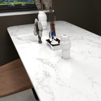 Glossy Marble Contact Paper Granite White/Grey Kitchen Countertop Cabinets Furniture Refurbishment Wall Paper Thick Removable Wallpaper Peel and Stick Wall Decor Vinyl Wrap 11.8"x78.7"