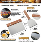 ROMANTICIST 8pcs Professional Griddle Accessories Kit - Heavy Duty Stainless Steel Grill Spatula Set for Grill Griddle Hibachi Flat Top Outdoor Cooking - Great Grill Gift on Birthday Wedding