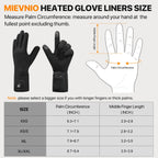MIEVNIO Heated Glove Liners Rechargeable Gloves - Electric Battery Heated Gloves for Men Women, Upgraded Touchscreen Thin Gloves for Winter Hiking Ski Riding Cycling, Black