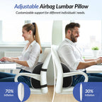 ZIKEE Airbag Lumbar Support Pillow for Office Chair and Car Seat, Adjustable Memory Foam Lumbar Pillow for Contoured Lower Back Support & Pain Relief, Lower Back Cushion with Dual Straps & Airy Fabric