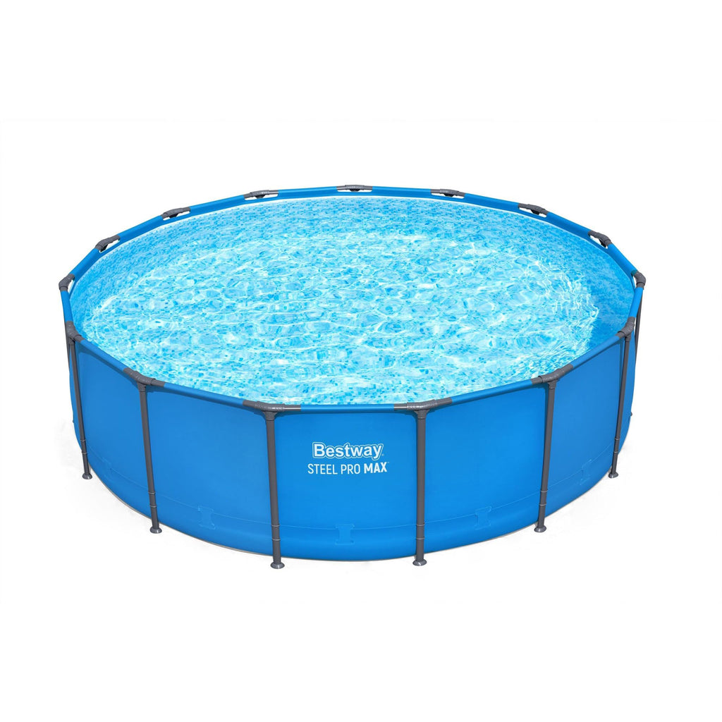 Bestway Steel Pro MAX 15’ x 48" Above Ground Pool, Round Metal Frame Outdoor Swimming Pool for Backyard, Blue, Pool ONLY