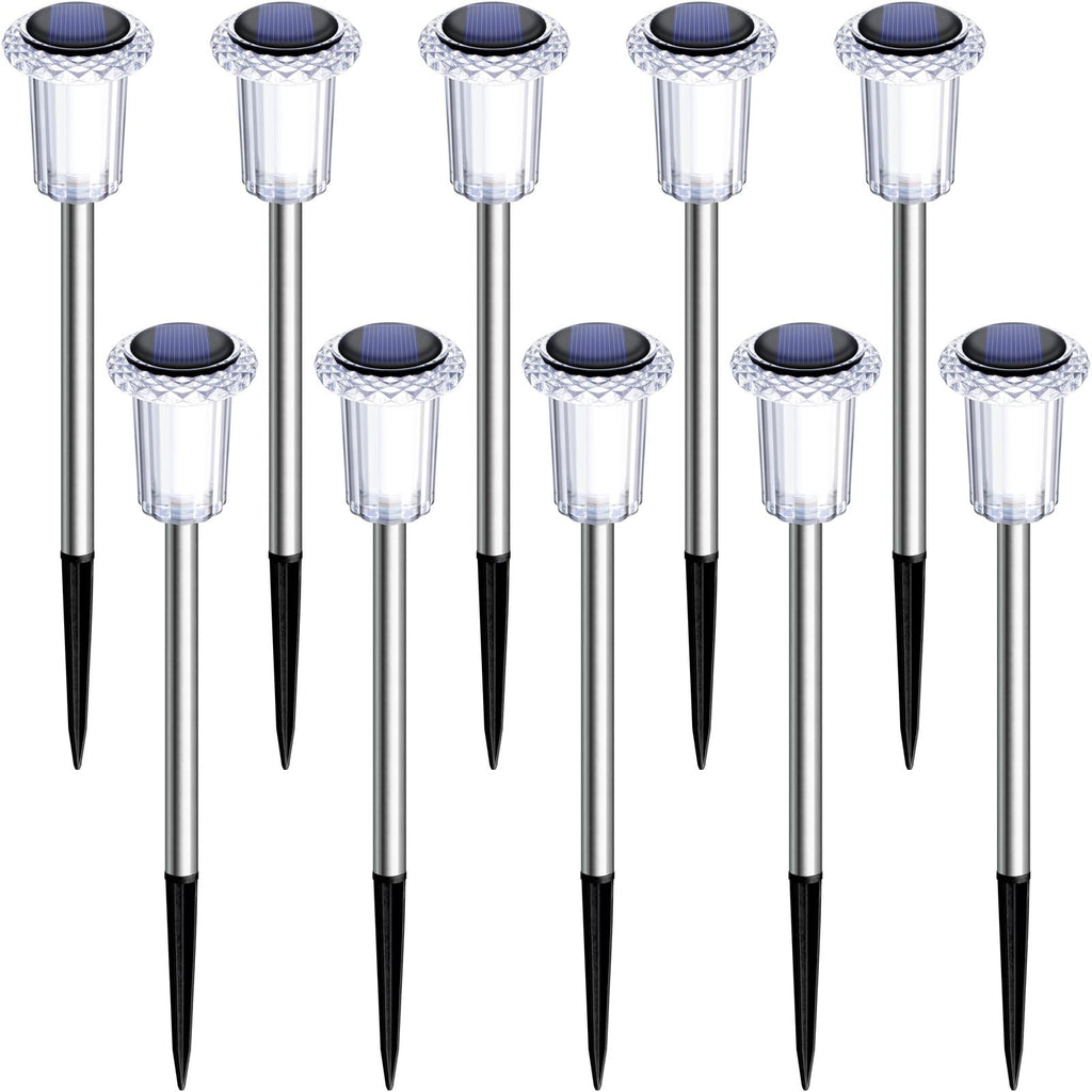 Gorrzai Solar Lights Outdoor 10 Pack Solar Pathway Lights Outdoor LED Waterproof Stainless Steel Driveway Lighting for Outdise, Yard, Walkway, Sidewalk, Garden, Lawn (Warm White)