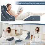 Lazyzizi 6pcs Orthopedic Bed Wedge Pillow Set, Memory Foam Wedge Pillow for Sleeping, Knee, Lumbar and Back Pain Relief Adjustable Bed Pillow - Acid Reflux, Anti Snoring & GERD Sleeping, Grey