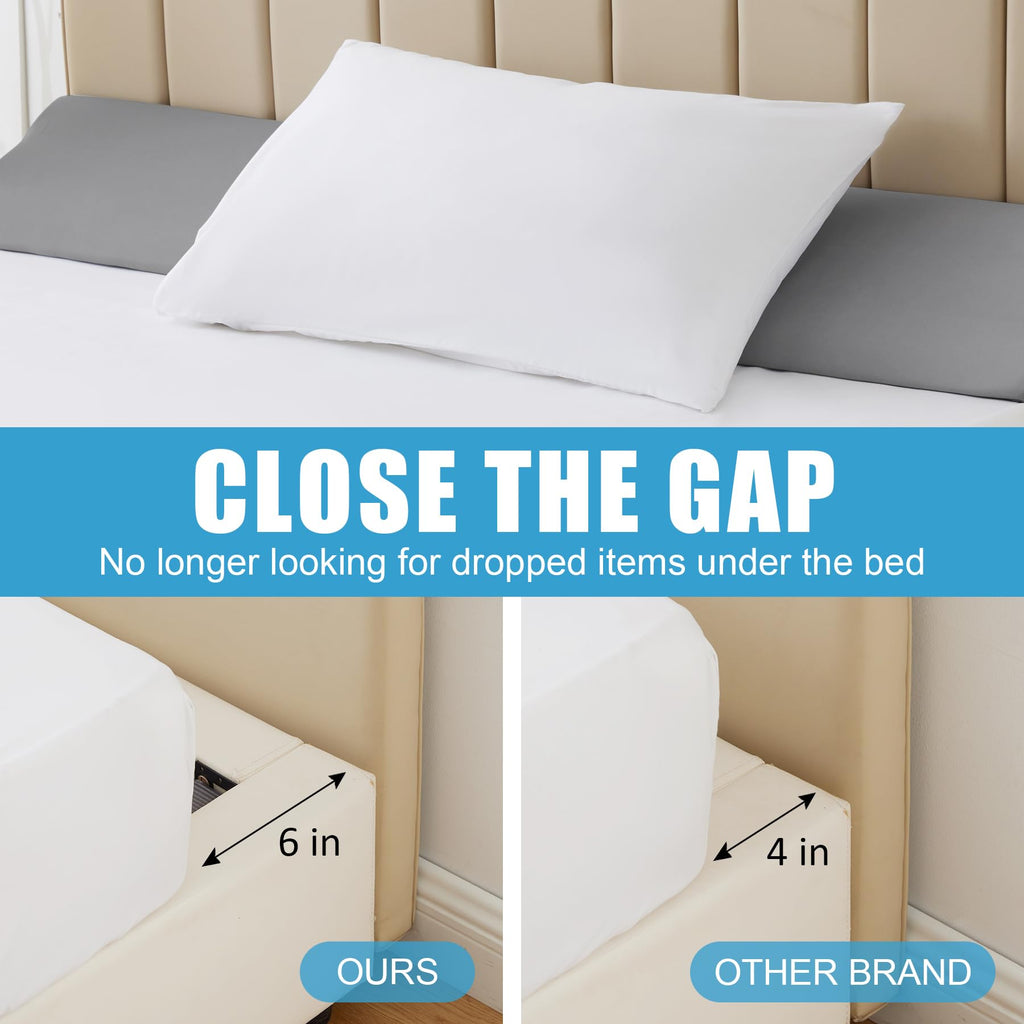 MEGCXIT Queen Bed Wedge Pillow for Headboard, Bed Gap Filler, Triangle Pillow Wedge for Headboard Gap, Bolster Pillows for Beds, Anti-Slip Mattress Wedge Gap Filler, 60"×10"×6", Grey