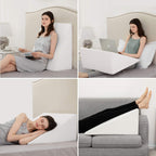 Bed Wedge Pillows Leg Elevation Reading Pillow & Back Support Wedge Pillow - for Back and Legs Support, Back Pain, Leg Pain, Pregnancy, Neck and Shoulder Joint Pain, Sleeping (White, 12" x 24" x 24")