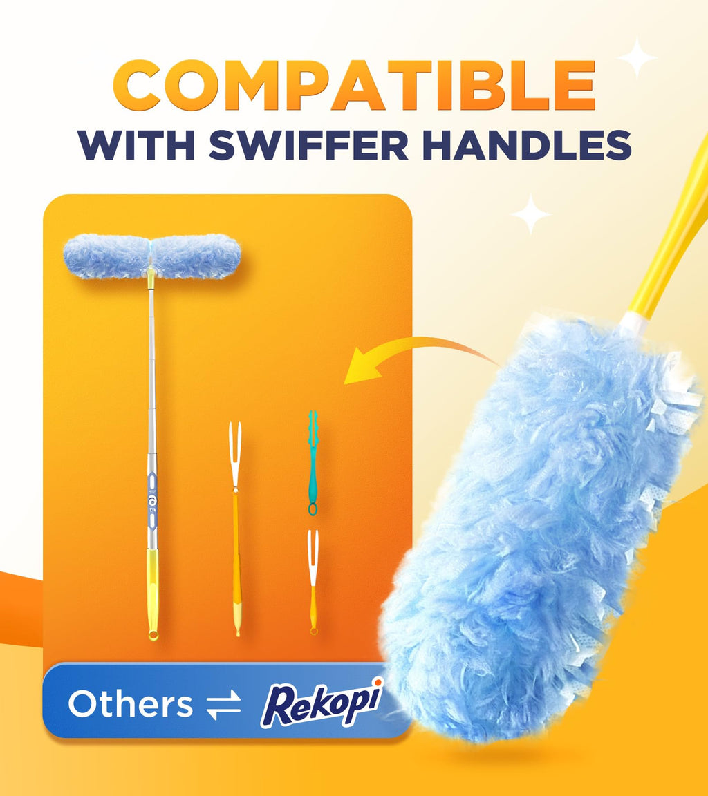 Heavy Duty Duster Refills for Swiffer Duster, 20 Count Duster Refills with 1 Handle, Multisurface 360° Dusters with 4X Microfibers, Unscented Disposable Dusters for Cleaning (Blue)