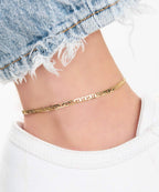 18K Gold Plated Flat Marina Link Anklet for Women, 10 Inches - Made In Brazil (10.00)