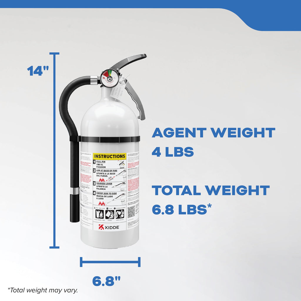 Kidde Mariner 210 Marine Fire Extinguisher for Boats, 2-A:10-B:C, 6.8 Lbs., Coast Guard Approved, Strap Bracket & Hose (Included), White