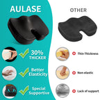 Luxury Seat Cushion, 4 Inch Extra Thick Memory Foam for Pressure Relief, Sciatica, Tailbone Pain & Back Pain Relief, Multi-Use for Bleachers, Car, Gaming, Office Chair (Black)