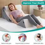 Longering 4PCS Orthopedic Bed Wedge Pillow Set for Post Surgery - Adjustable Wedge Pillow for Neck Back and Leg Pain Relief - Triangle Pillow Wedge for Acid Reflux & Sleeping & GERD (White Grey)
