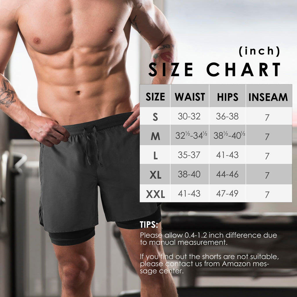 Men's 2 in 1 Running Shorts Workout Athletic Shorts Outdoor Sports with Liner Lightweight Training Yoga Gym Shorts with Phone Pockets Dark Gray