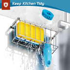 MURLONG Sponge Holder for Kitchen Sink,Sink Caddy Organizer with Suction Cups/Adhesive Strips,Dish Sponge Holder Design for Sponges,Scrubber,Stoppers-Silver