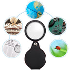 COBEE 5 Pack Mini Magnifier, Pocket Magnifying Glass Foldable 10x Magnification with Rotating Protective Case Holster for Reading, Cards Labels, Reading Small Print, and Hobbyists, 2.16inch