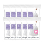 simplehuman Code M 200 Count, Genuine Custom Fit Liners, Drawstring Trash Bags in Dispenser Packs, 45 Liter / 11.9 Gallon, White