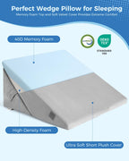 Lossey 3pcs Orthopedic Bed Wedge Pillow Set, Memory Foam Wedge Pillow for After Surgery, Adjustable Wedge Pillow with Half-Moon Bolster Pillow for Sleeping, Acid Reflux, Heartburn, Snoring