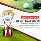 Pins & Aces Keep America Great Premium Golf Club Headcover - Quality Leather, Hand-Made Funny Head Cover - Style and Customize Your Golf Bag - Tour Inspired, Donald Trump Golf Design (Driver)