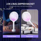 Electric Fly Swatter 2 Pack, Handheld Bug Zapper Racket with LED Light, Mosquito Killer for Indoor & Outdoor, 2800V Rechargeable Physical Flies Killer for Home, Office, Backyard, Patio, Camping