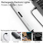 REIDEA Lighter R1 Flat Electronic Candle Lighter, Windproof Flameless USB Rechargeable Arc Lighter with Safe Button and Power Indicator for Candle, BBQ and Fireworks, White
