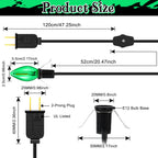 Enhon 2 Pack Accessory Cord with 1 LED Light Bulb, Blow Mold Light with C7 Lamp, Black Cord with On/Off Switch Plug, Christmas Village Light for Holiday Indoor Decor Craft Projects (Green)
