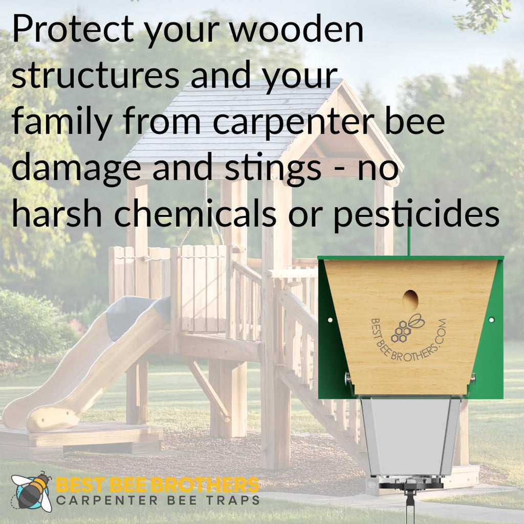 Best Bee Brothers Ultimate Pro Carpenter Bee Trap for Outside with Extra-Large, Clear External Receptacle, Internal Bee Vault & Spring-Loaded Door, 4.2” D x 5.8” W x 7.5” H (2 Pack)
