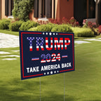 Trump 2024 Yard Sign with Metal Stakes, Double Sided 25x16 Inch Donald Trump Take America Back Signs, Placard Outdoor Voted Signs for Trump Lawn Signs Rally Decoration Lawn Yard Signs