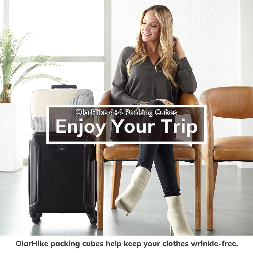 8/10 Sets Packing Cubes for Travel, Sturdy Suitcase Organizer in 4 Sizes (Extra Large, Large, Medium, Small), OlarHike Luggage Cubes with Toiletry Bag, Travel Essentials, Cruise Ship Gifts for Women