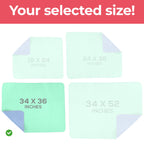 Utopia Bedding Waterproof Incontinence Bed Pads 34 x 36 Inches (Pack of 4, Green/Blue), Washable and Reusable Underpads for Adults, Elderly and Pets, Absorbent Protective Pads