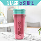 VELOMIX -2 Pack- 28 oz Protein Shaker Bottles for Protein Mixes - 2x Wire Whisk | Leak Proof Shaker Cups for Protein Shakes | Protein Shaker Bottle Pack | Shakers for Protein Shakes-Pink&Turquise