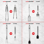 Alpha Grillers Grilling Accessories - BBQ Accessories Grill Set with Spatula, Fork, Brush & Tongs - Outdoor Barbecue Utensils Fathers Day Gift for Dad Husband Men Him Boyfriend