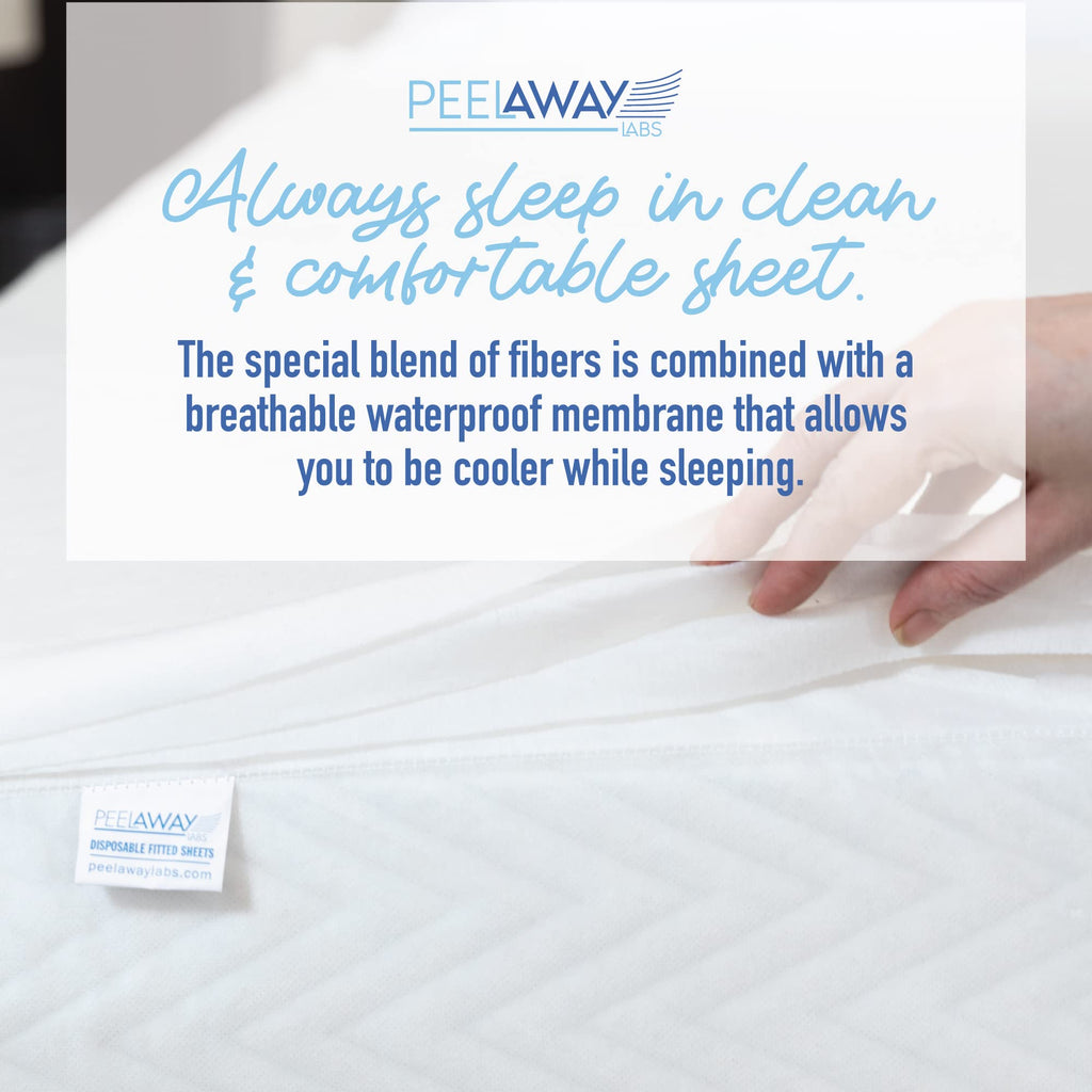 PEELAWAYS | Waterproof Disposable Bed Sheets for Homecare & Caregiving | Absorbent, and Easy-to-Change 3-Layer Sheets for Home, Hospital Beds, Elderly Care, Potty Training | 80" x 39" x 9"