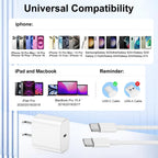 Susnwere Extra Long for iPhone 15 16 Charger 10 Ft with 20w USB C Charger Block,2-Pack 20W Fast Wall Charger for 15/15 Pro/Pro Max/iPad Pro AirPods/Samsung and More, with 3 Pack 10ft USB-C Cable