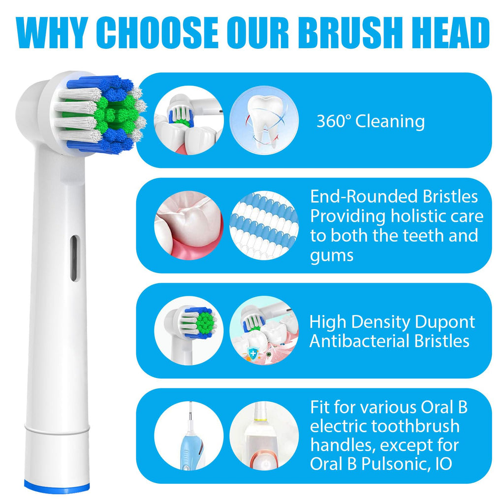 Replacement Toothbrush Heads Compatible with Oral-B Braun, 16 Pcs Professional Electric Toothbrush Heads Brush Heads for Oral B Replacement Heads Refill Pro 500/1000/1500/3000/3757/5000/7000/7500/8000