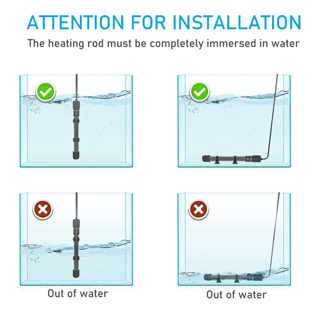 YukiHalu Small Submersible Aquarium Heater, Adjustable Mini Fish Tank Heater 25W 50W 100W 200W 300W with External Temperature Controller, LED Display, Used for 5/10/20/40/60 Gallons (300 Watts)