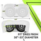 RVMATE RV Tire Covers, Dual Axle Wheel Cover (1 Pack) Fits 30"-33" Diameter Tires, Waterproof Anti-UV White Dual Tire Covers RV Accessories for Truck/Trailer