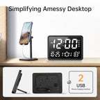 JALL 10.5" Digital Clock with Large Display, Calendar Day and Date, DST, Temperature, Dual Alarms, for Desk, Wall Mounted, Living Room, Bedroom, Gift for Elderly, Seniors, Dementia