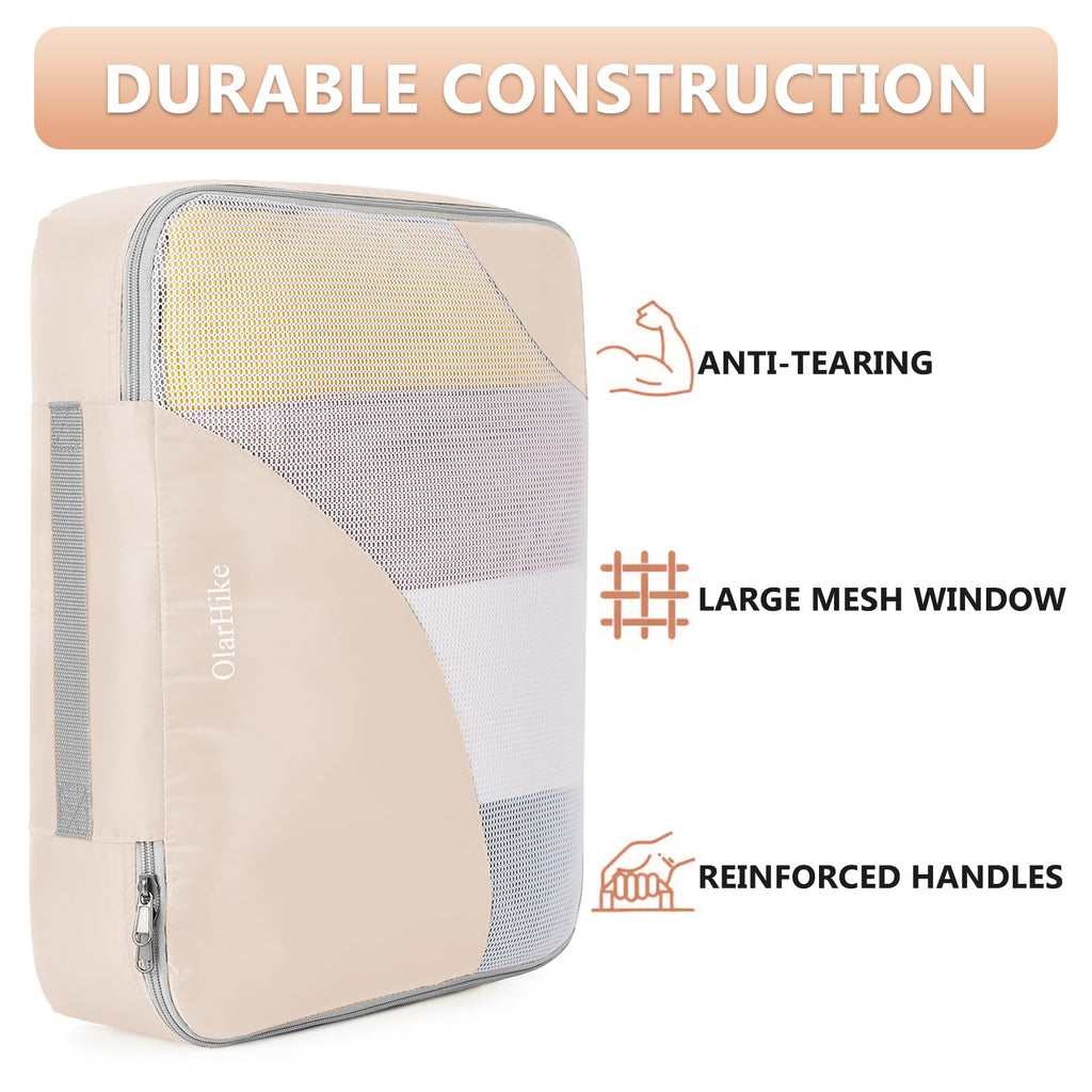 8/10 Sets Packing Cubes for Travel, Sturdy Suitcase Organizer in 4 Sizes (Extra Large, Large, Medium, Small), OlarHike Luggage Cubes with Toiletry Bag, Travel Essentials, Cruise Ship Gifts for Women